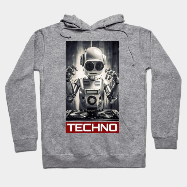 Techno Robot DJ Hoodie by Dazed Pig